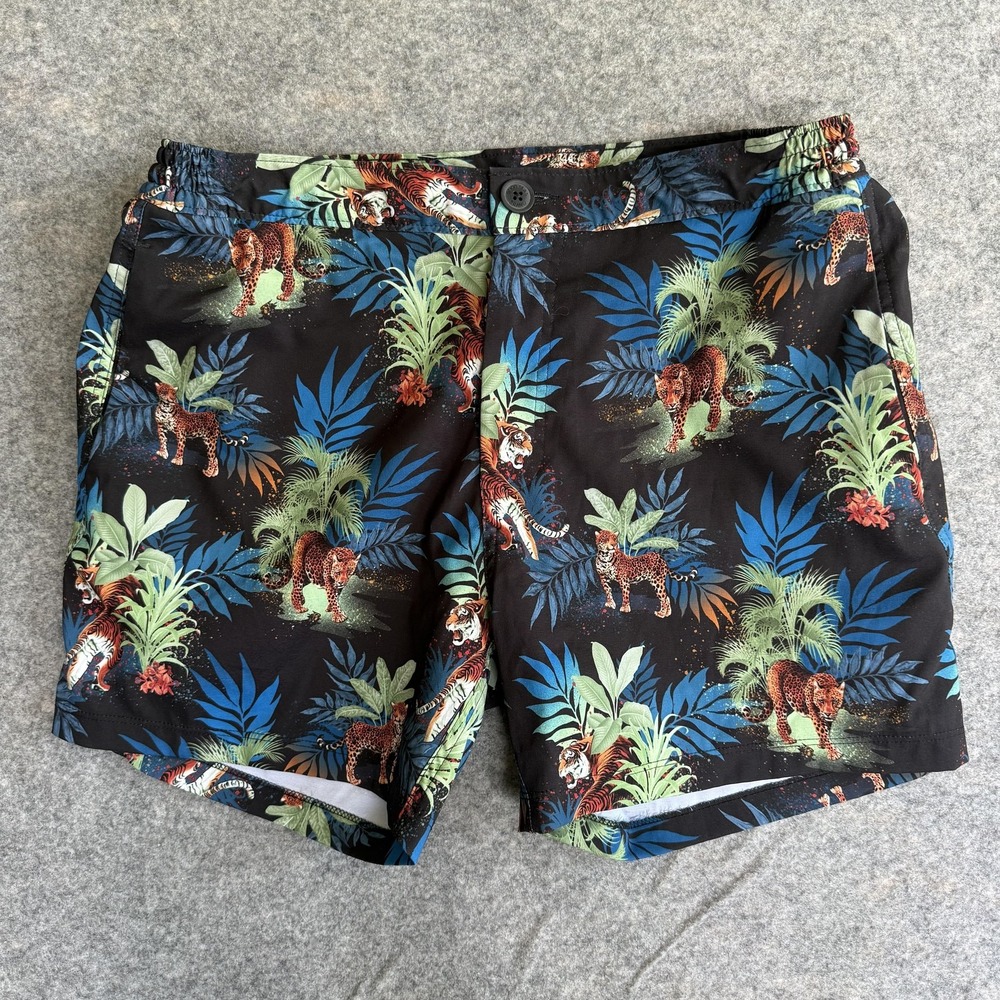 Good Man Brand Swim Trunks Shorts Mens Large Multicolor Jungle Tiger Lined